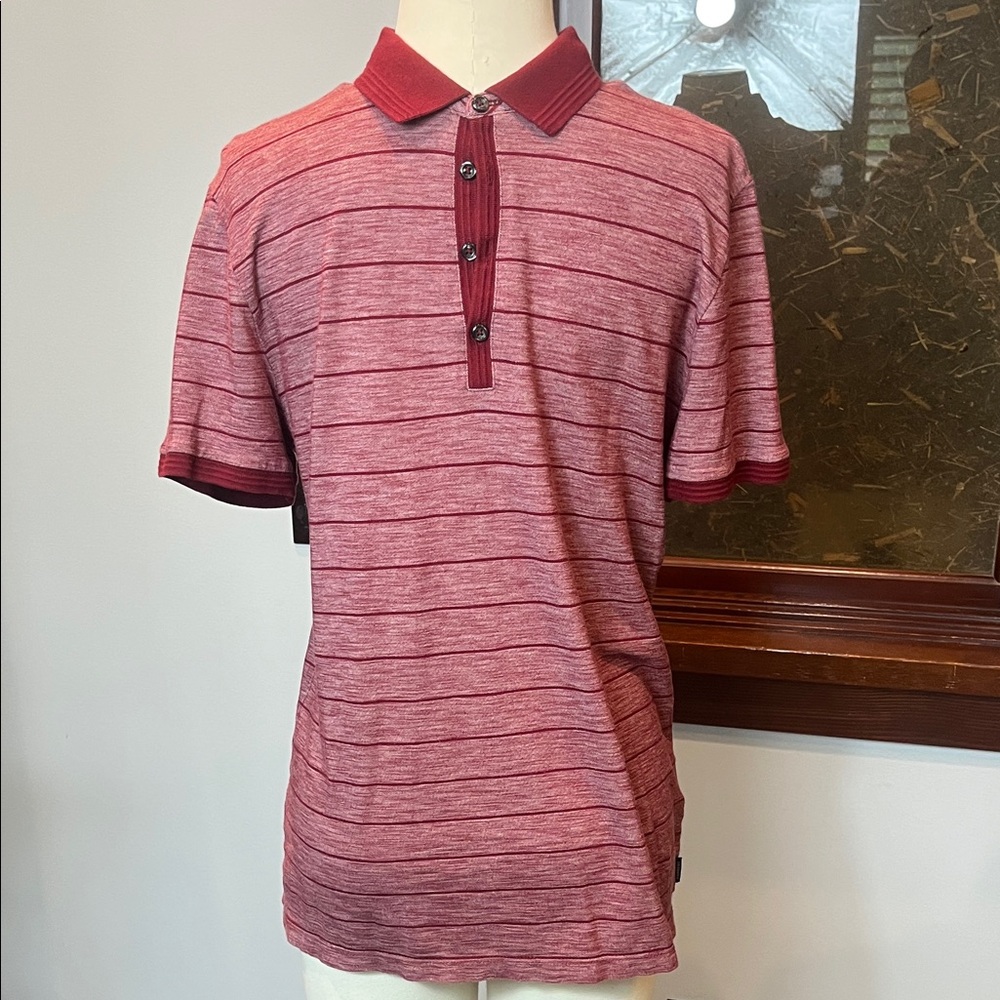 Men's Red Striped Polo Shirt